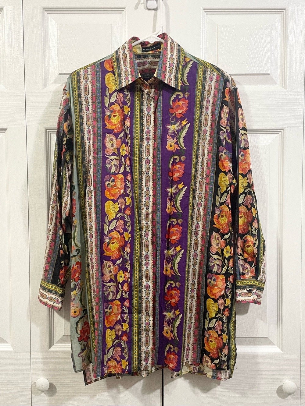 ETRO Rosemont Print Oversized Cotton Button Down Tunic Blouse  IT 44